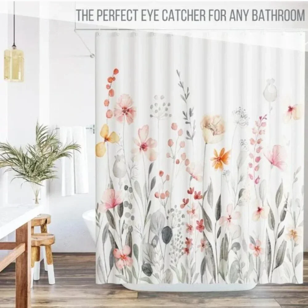 Chic floral shower curtain stylish perfect bathroom decor brighten 72x72